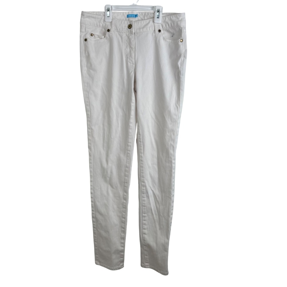 J McLaughlin Women's White Straight Leg Pants Size 4 Casual Office Stretch